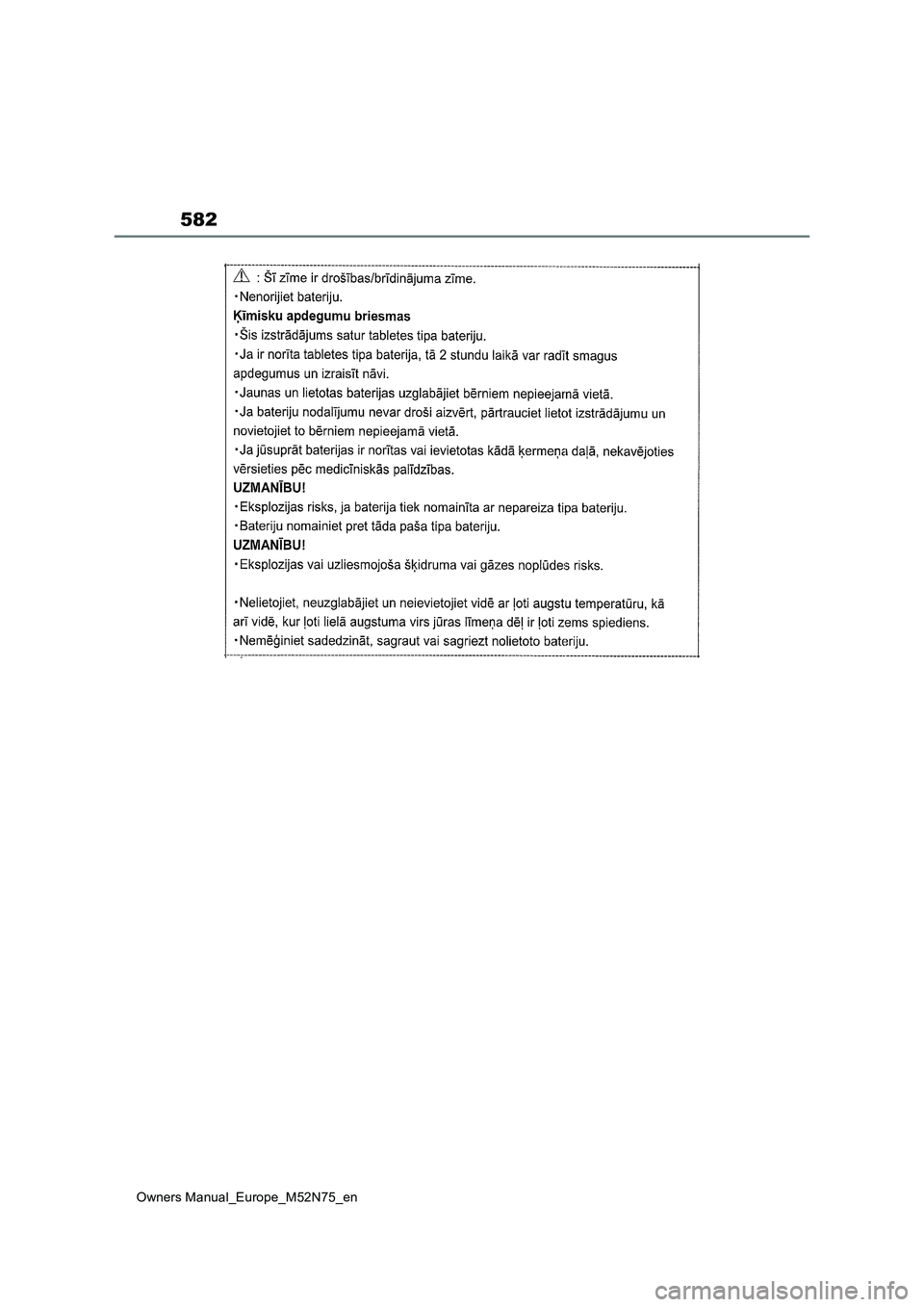 TOYOTA YARIS CROSS 2023  Owners Manual 582
Owners Manual_Europe_M52N75_en 