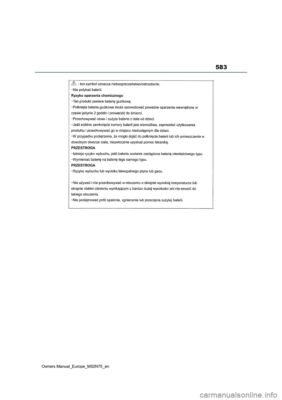 TOYOTA YARIS CROSS 2023  Owners Manual 583
Owners Manual_Europe_M52N75_en 