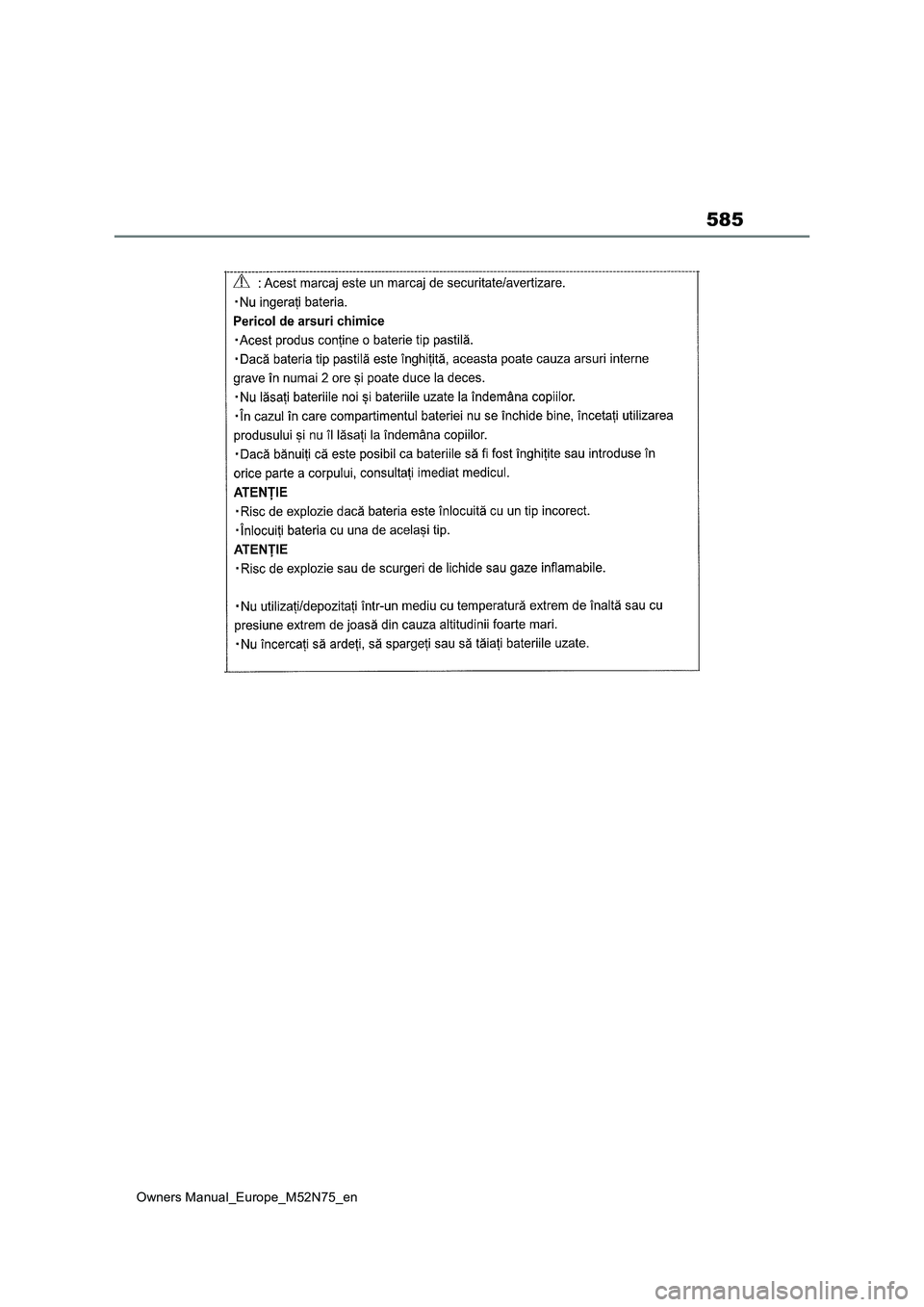 TOYOTA YARIS CROSS 2023  Owners Manual 585
Owners Manual_Europe_M52N75_en 