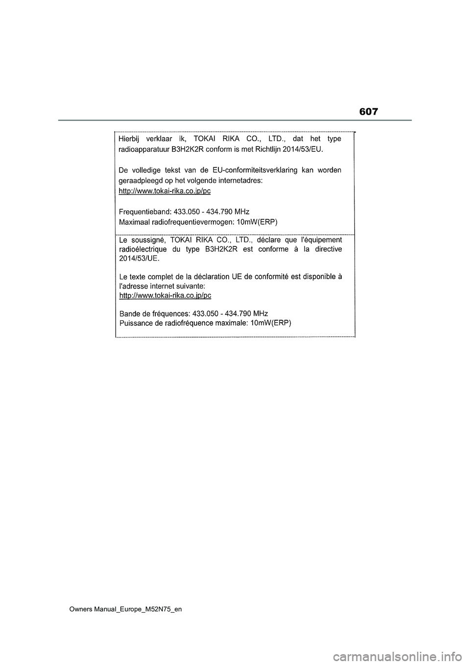 TOYOTA YARIS CROSS 2023  Owners Manual 607
Owners Manual_Europe_M52N75_en 