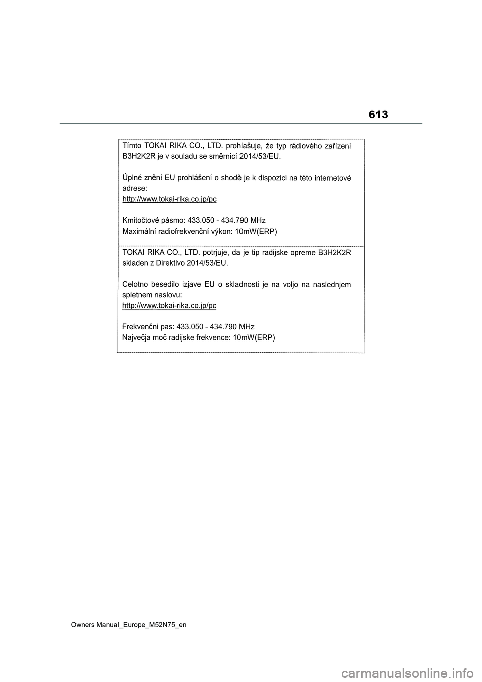 TOYOTA YARIS CROSS 2023  Owners Manual 613
Owners Manual_Europe_M52N75_en 