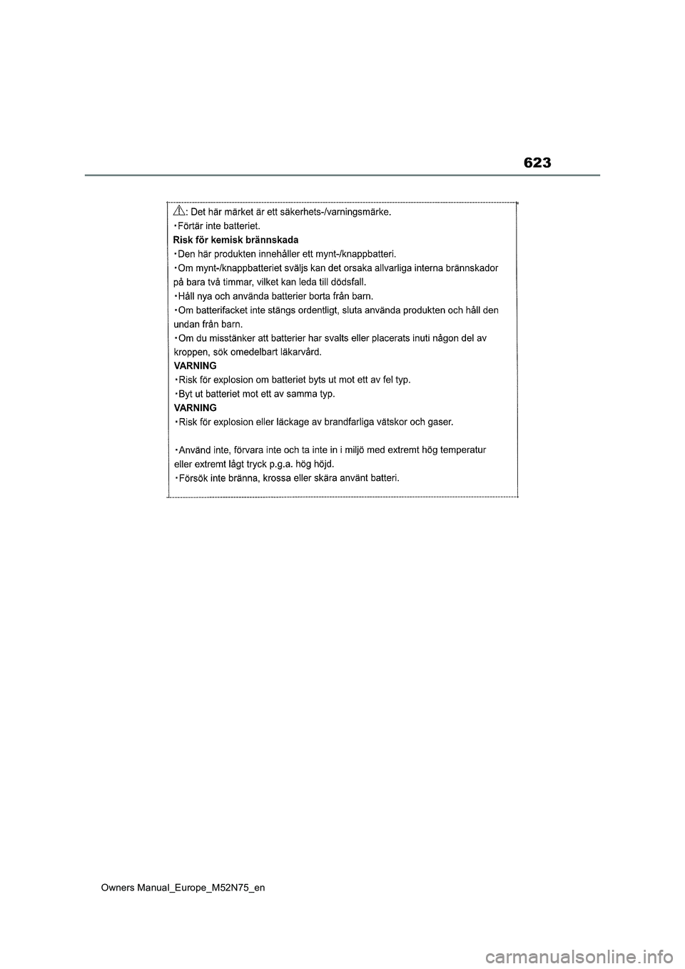 TOYOTA YARIS CROSS 2023  Owners Manual 623
Owners Manual_Europe_M52N75_en 