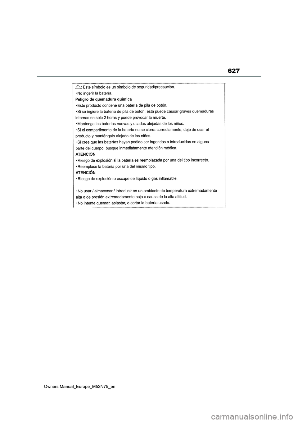 TOYOTA YARIS CROSS 2023  Owners Manual 627
Owners Manual_Europe_M52N75_en 