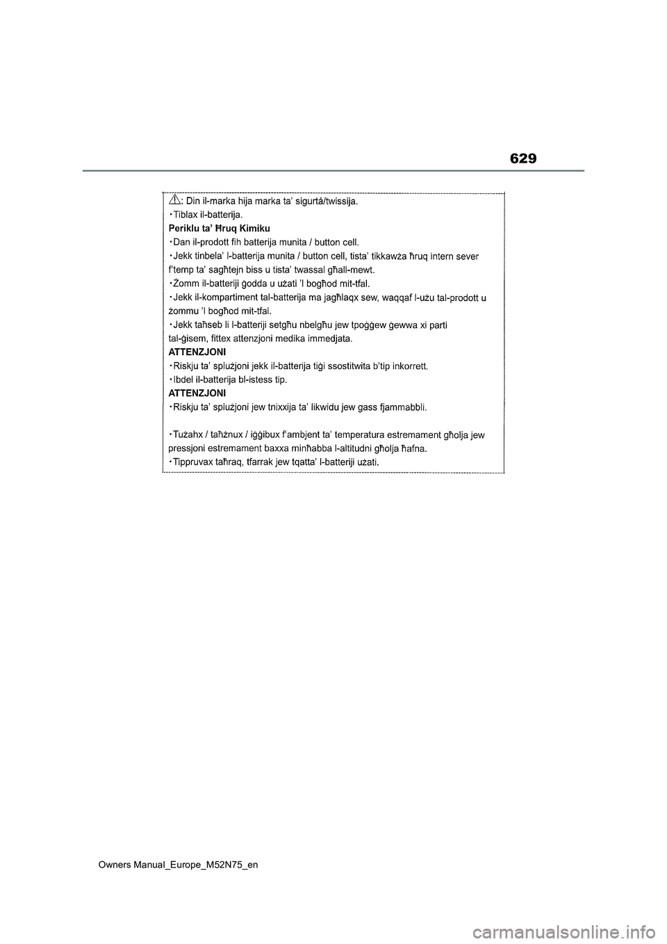TOYOTA YARIS CROSS 2023  Owners Manual 629
Owners Manual_Europe_M52N75_en 
