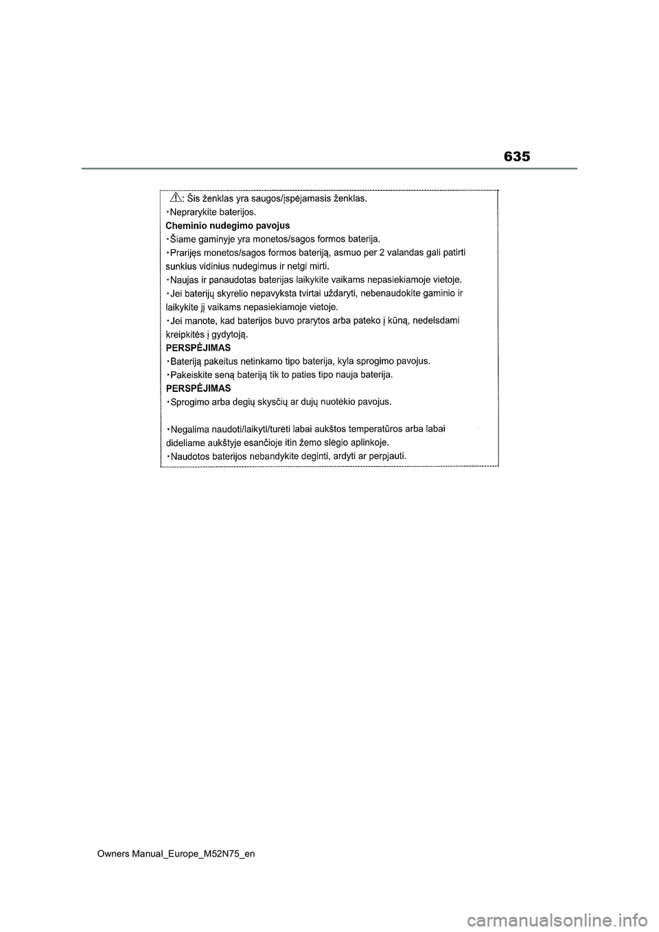 TOYOTA YARIS CROSS 2023  Owners Manual 635
Owners Manual_Europe_M52N75_en 