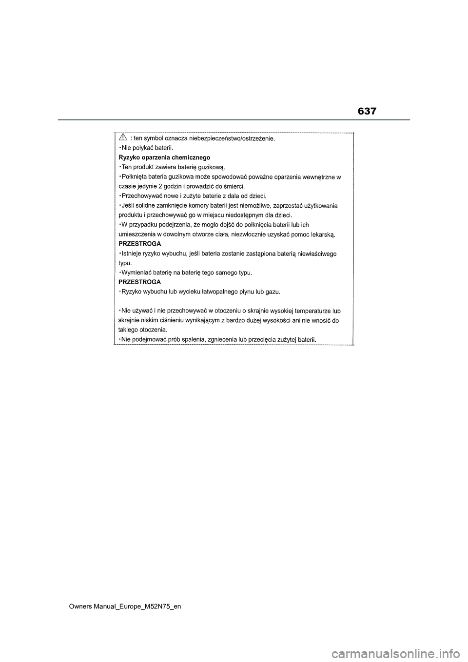 TOYOTA YARIS CROSS 2023  Owners Manual 637
Owners Manual_Europe_M52N75_en 