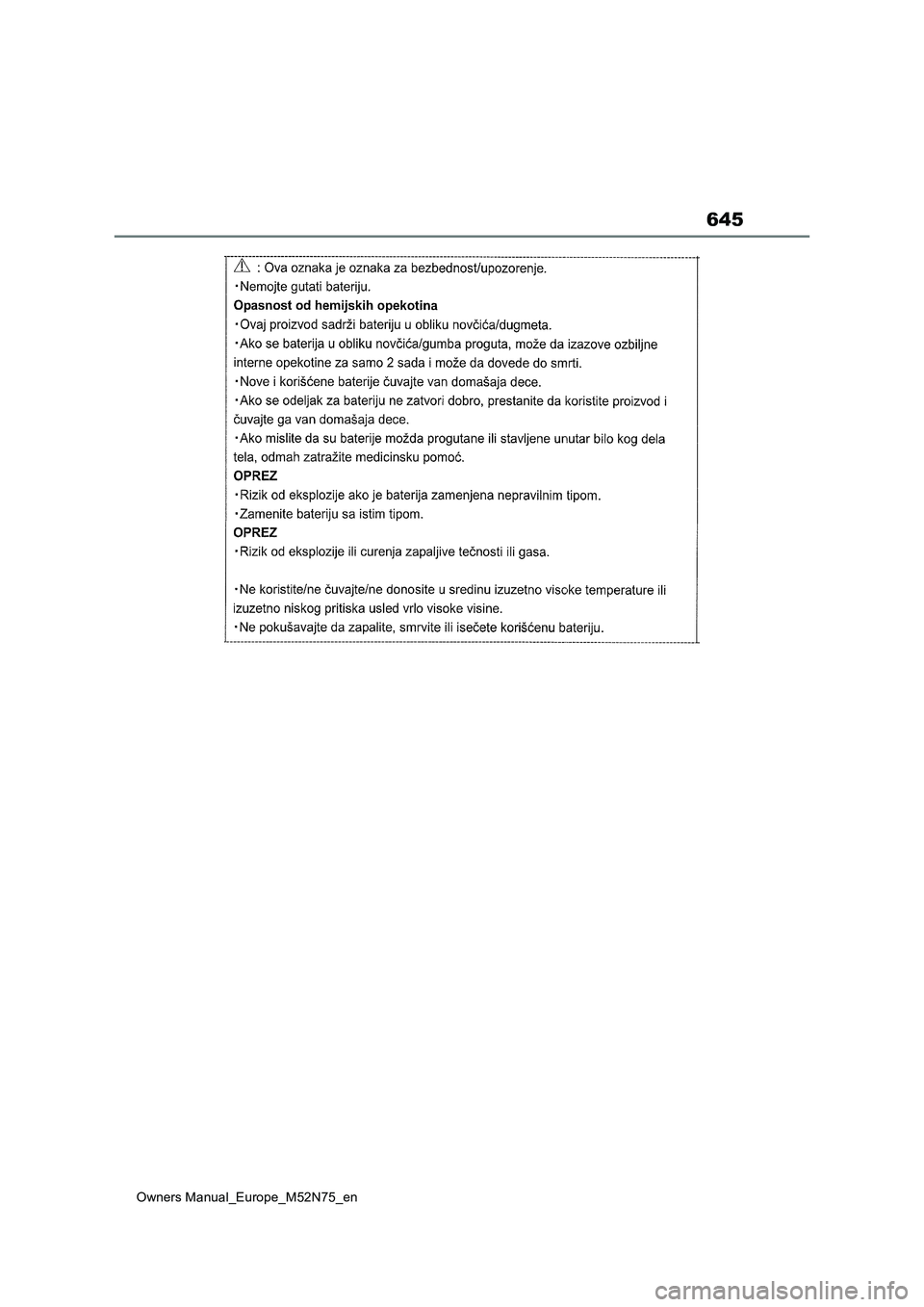 TOYOTA YARIS CROSS 2023  Owners Manual 645
Owners Manual_Europe_M52N75_en 