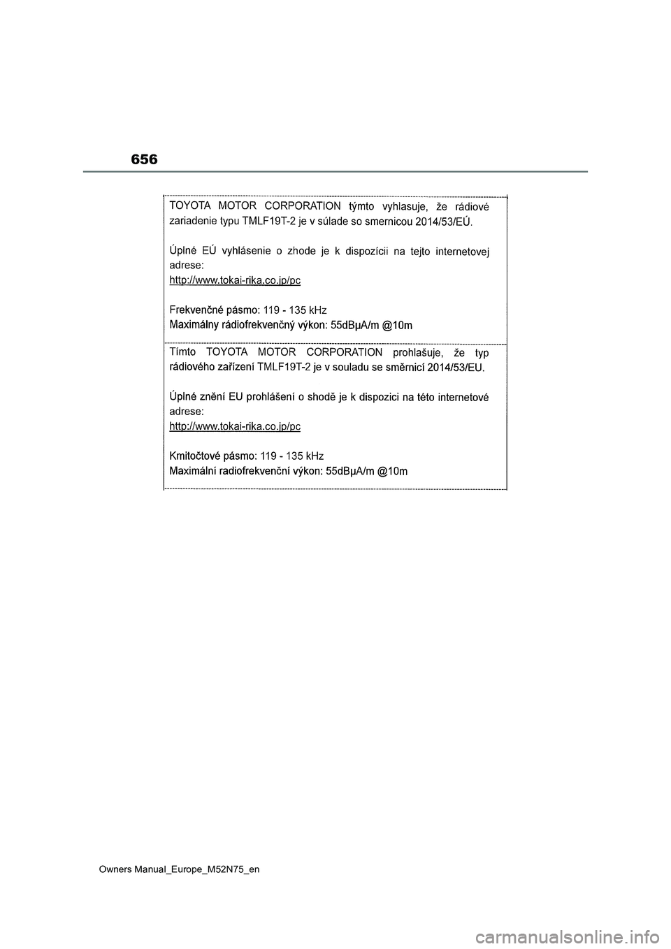 TOYOTA YARIS CROSS 2023  Owners Manual 656
Owners Manual_Europe_M52N75_en 