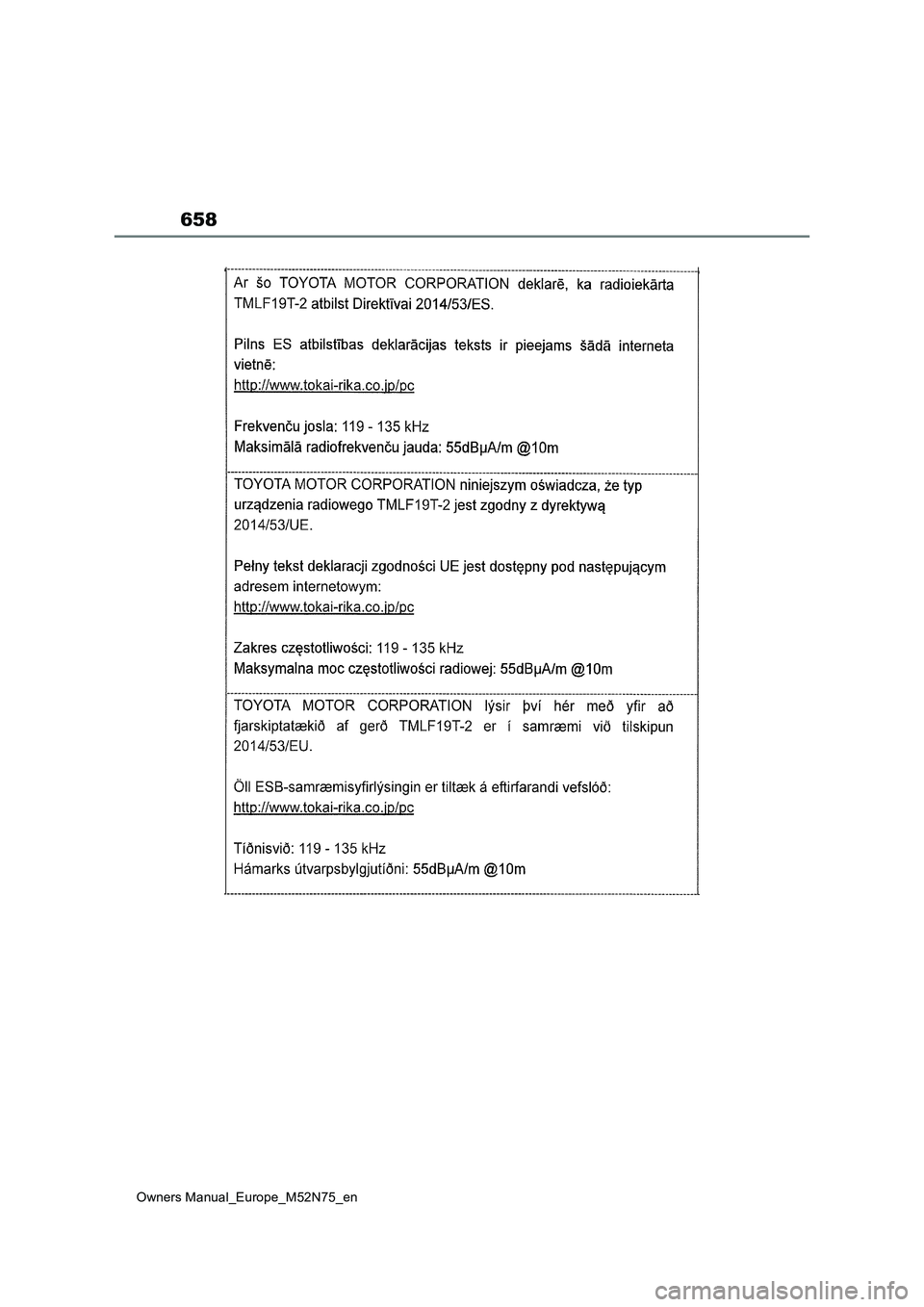 TOYOTA YARIS CROSS 2023  Owners Manual 658
Owners Manual_Europe_M52N75_en 