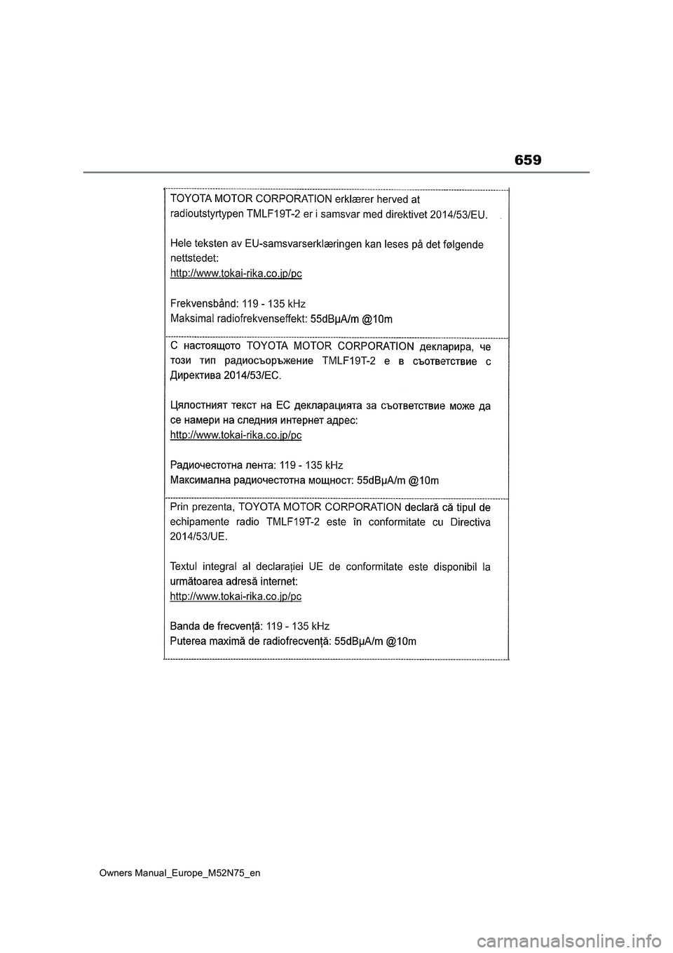 TOYOTA YARIS CROSS 2023  Owners Manual 659
Owners Manual_Europe_M52N75_en 