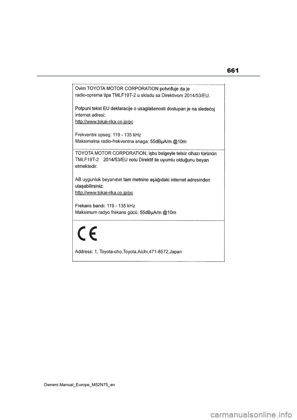 TOYOTA YARIS CROSS 2023  Owners Manual 661
Owners Manual_Europe_M52N75_en 