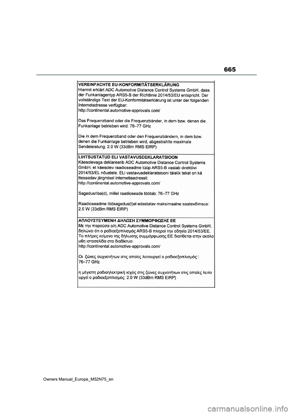 TOYOTA YARIS CROSS 2023  Owners Manual 665
Owners Manual_Europe_M52N75_en 