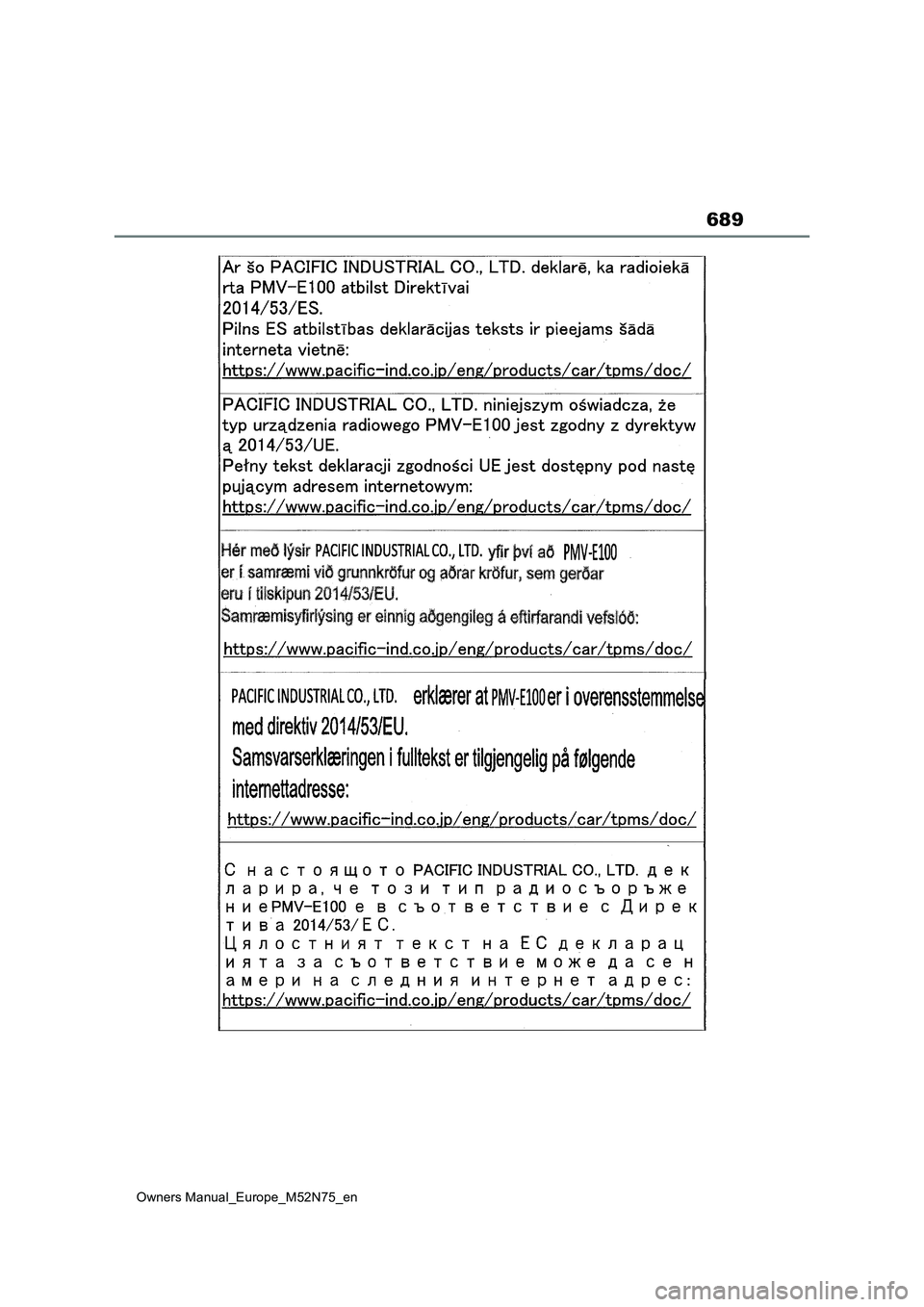 TOYOTA YARIS CROSS 2023  Owners Manual 689
Owners Manual_Europe_M52N75_en 