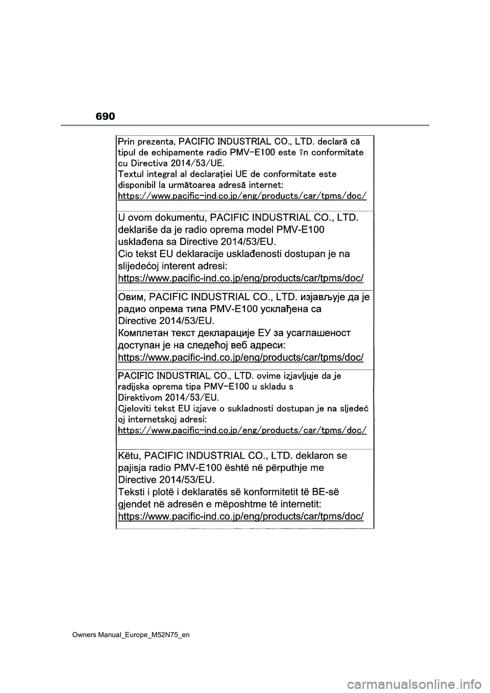 TOYOTA YARIS CROSS 2023  Owners Manual 690
Owners Manual_Europe_M52N75_en 