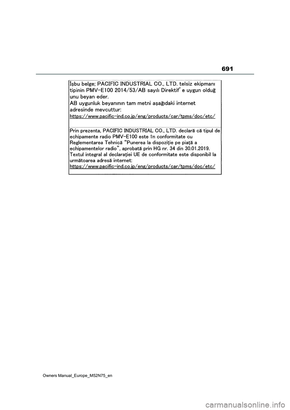 TOYOTA YARIS CROSS 2023  Owners Manual 691
Owners Manual_Europe_M52N75_en 