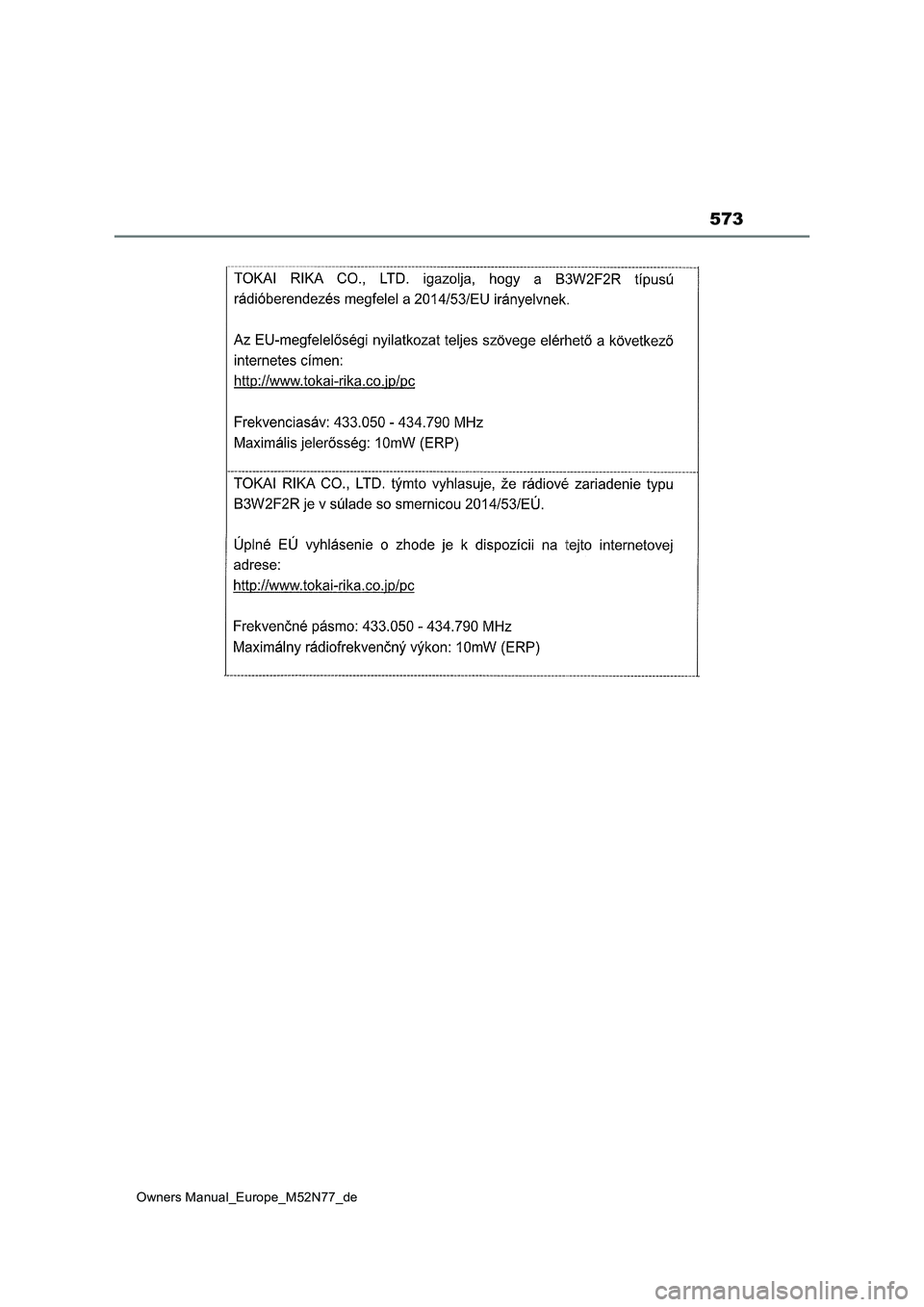 TOYOTA YARIS CROSS 2023  Betriebsanleitungen (in German) 573
Owners Manual_Europe_M52N77_de 