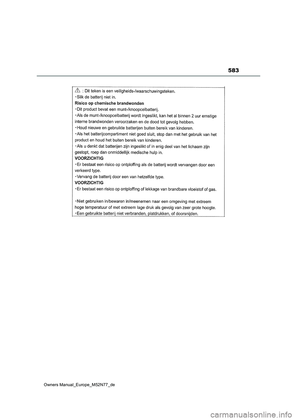 TOYOTA YARIS CROSS 2023  Betriebsanleitungen (in German) 583
Owners Manual_Europe_M52N77_de 