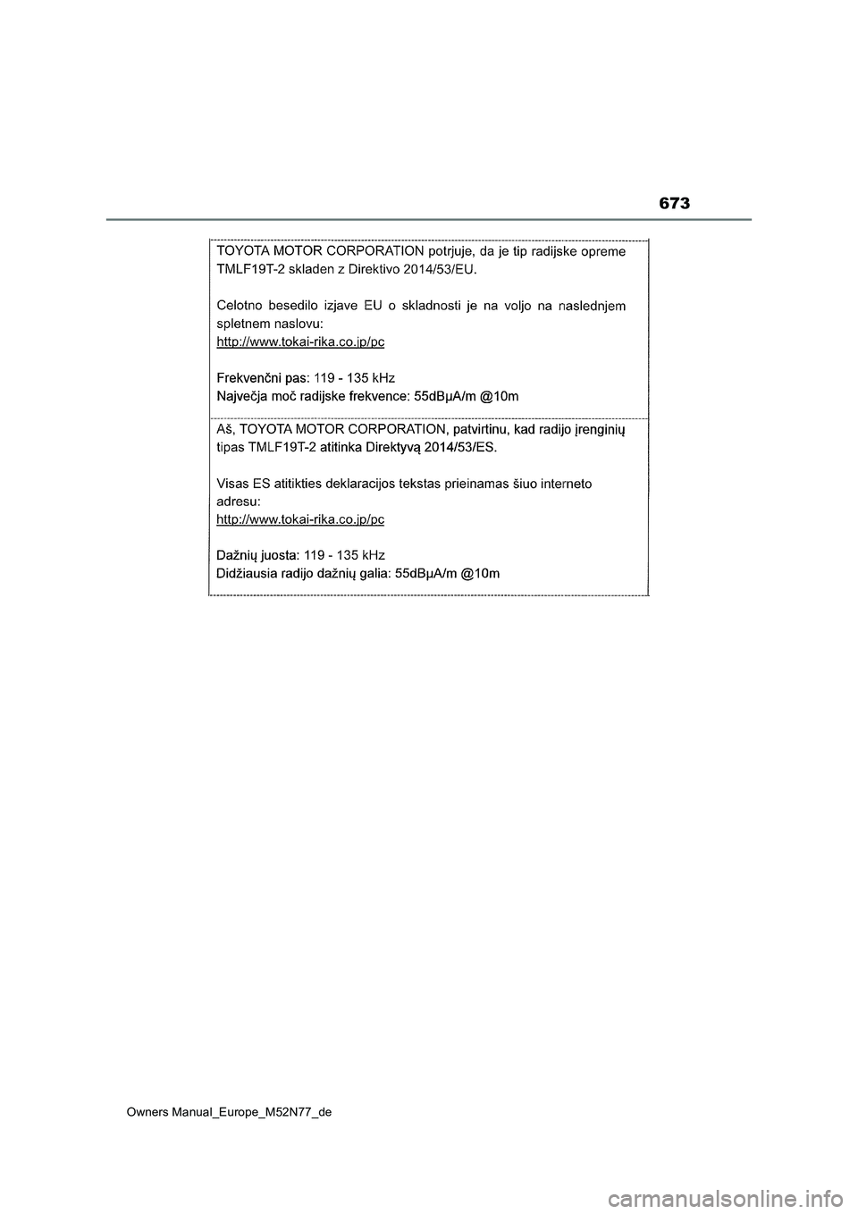 TOYOTA YARIS CROSS 2023  Betriebsanleitungen (in German) 673
Owners Manual_Europe_M52N77_de 