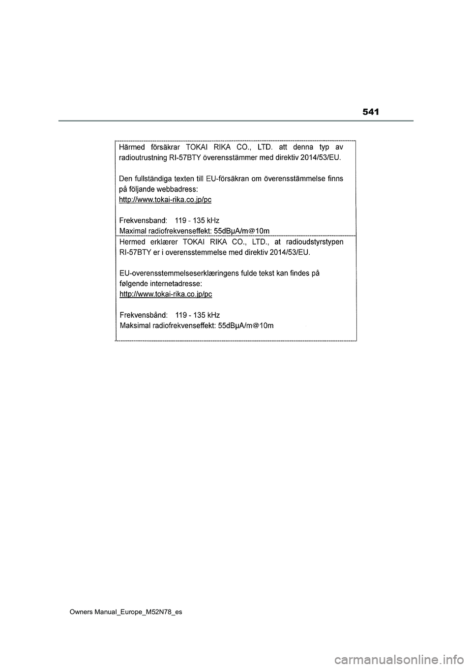 TOYOTA YARIS CROSS 2023  Manual del propietario (in Spanish) 541
Owners Manual_Europe_M52N78_es 