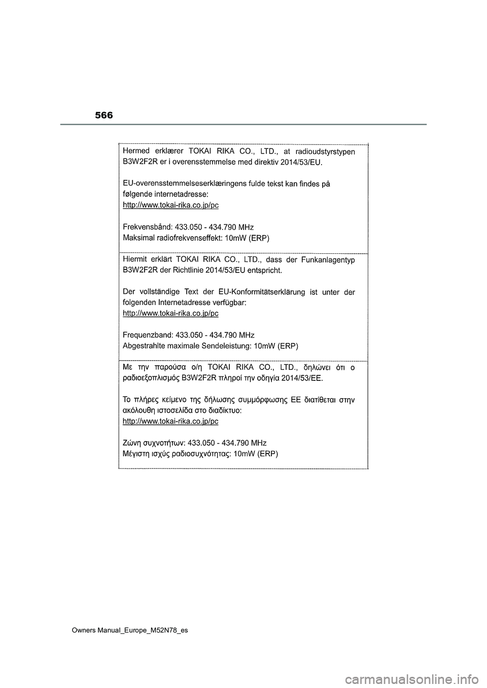 TOYOTA YARIS CROSS 2023  Manual del propietario (in Spanish) 566
Owners Manual_Europe_M52N78_es 