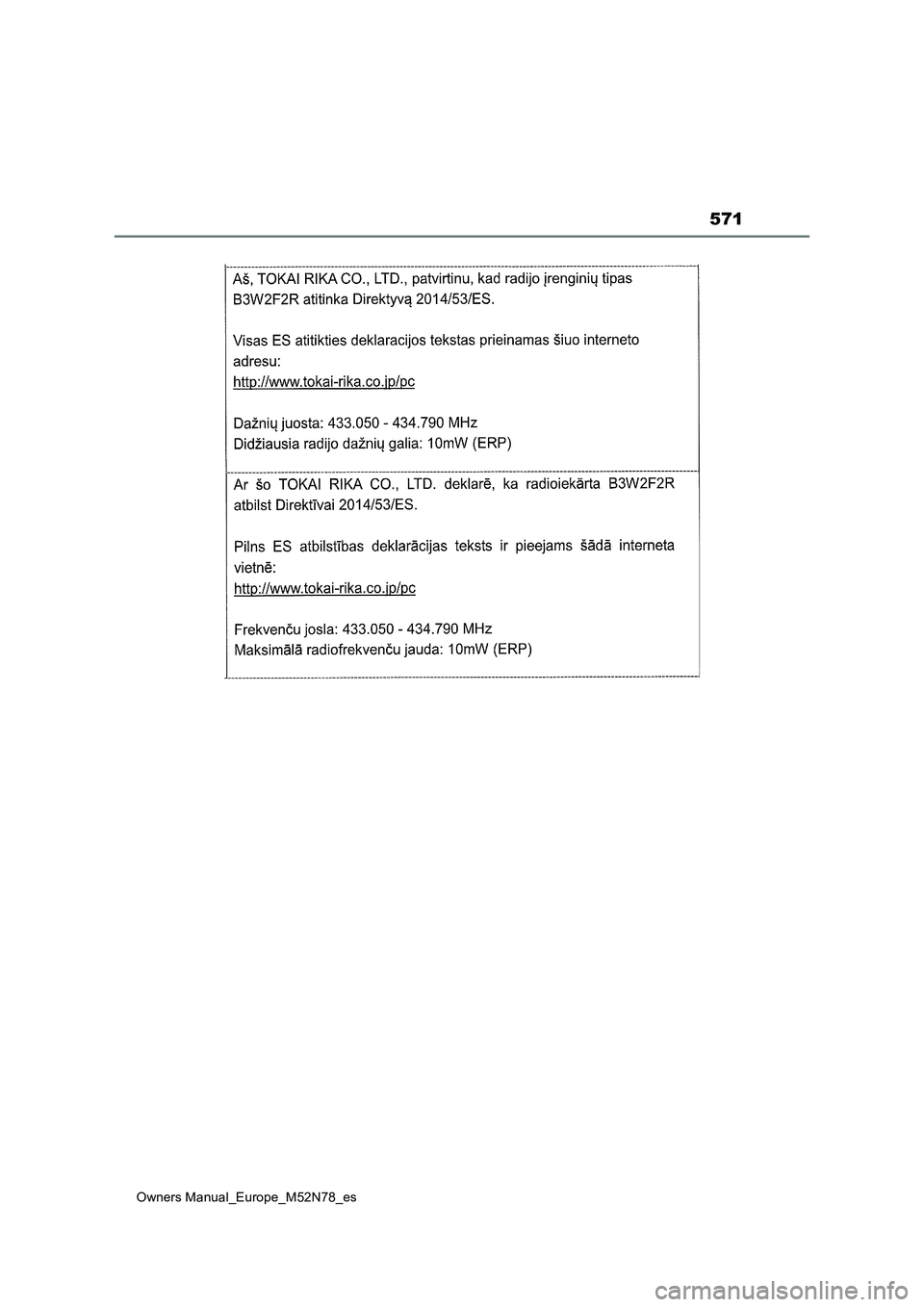TOYOTA YARIS CROSS 2023  Manual del propietario (in Spanish) 571
Owners Manual_Europe_M52N78_es 
