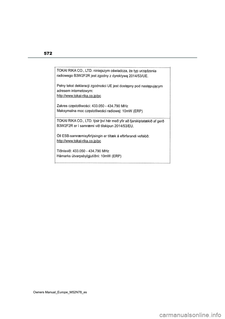 TOYOTA YARIS CROSS 2023  Manual del propietario (in Spanish) 572
Owners Manual_Europe_M52N78_es 