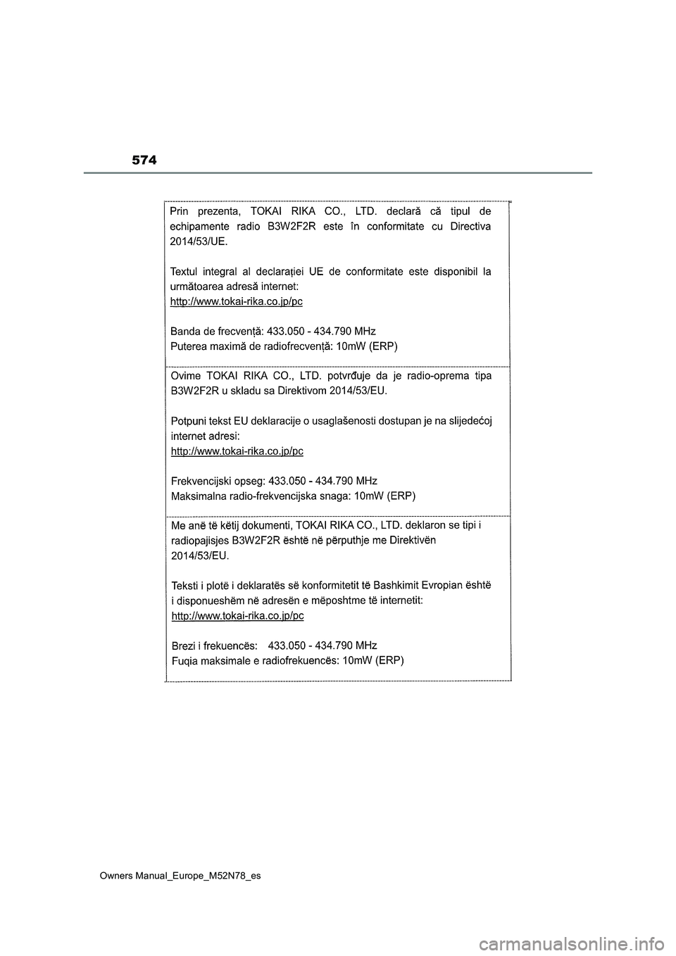 TOYOTA YARIS CROSS 2023  Manual del propietario (in Spanish) 574
Owners Manual_Europe_M52N78_es 