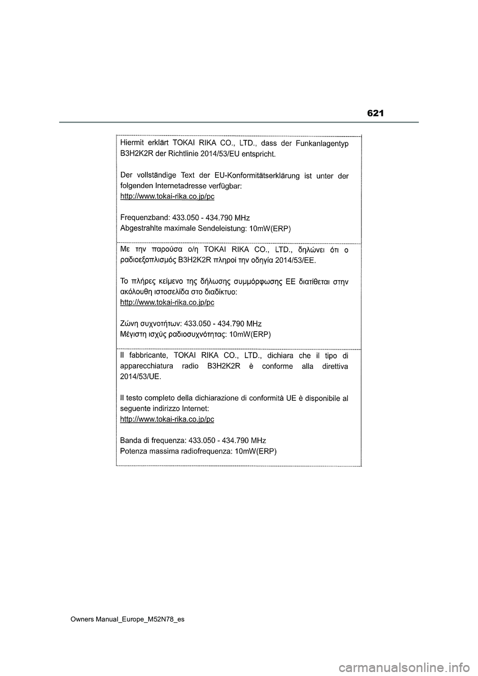 TOYOTA YARIS CROSS 2023  Manual del propietario (in Spanish) 621
Owners Manual_Europe_M52N78_es 