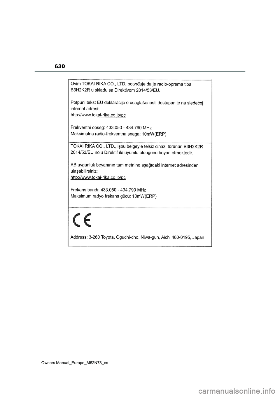 TOYOTA YARIS CROSS 2023  Manual del propietario (in Spanish) 630
Owners Manual_Europe_M52N78_es 