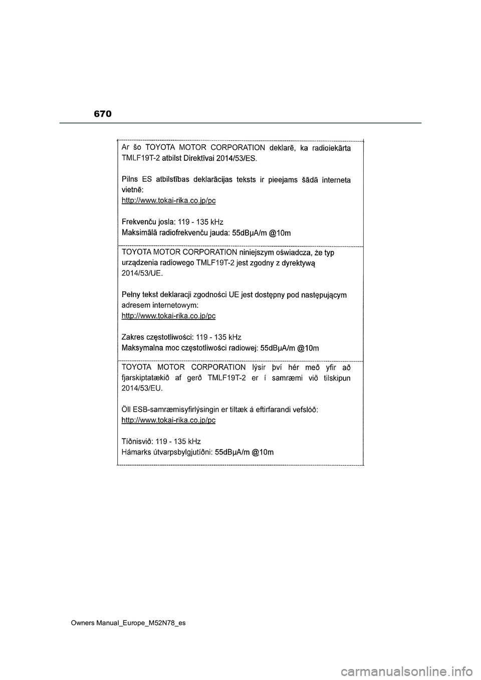 TOYOTA YARIS CROSS 2023  Manual del propietario (in Spanish) 670
Owners Manual_Europe_M52N78_es 
