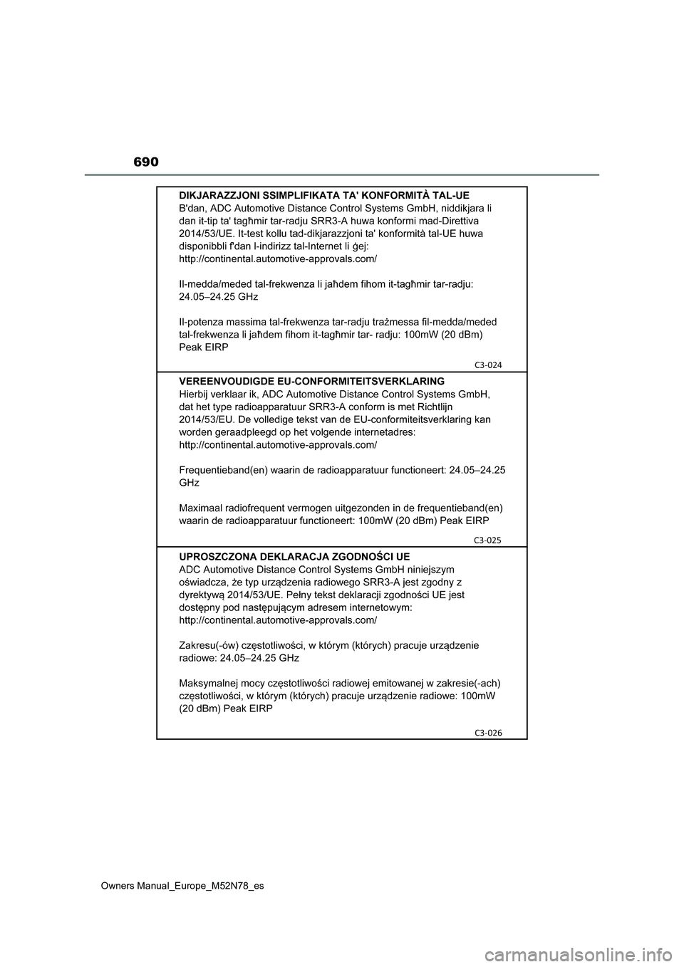 TOYOTA YARIS CROSS 2023  Manual del propietario (in Spanish) 690
Owners Manual_Europe_M52N78_es 