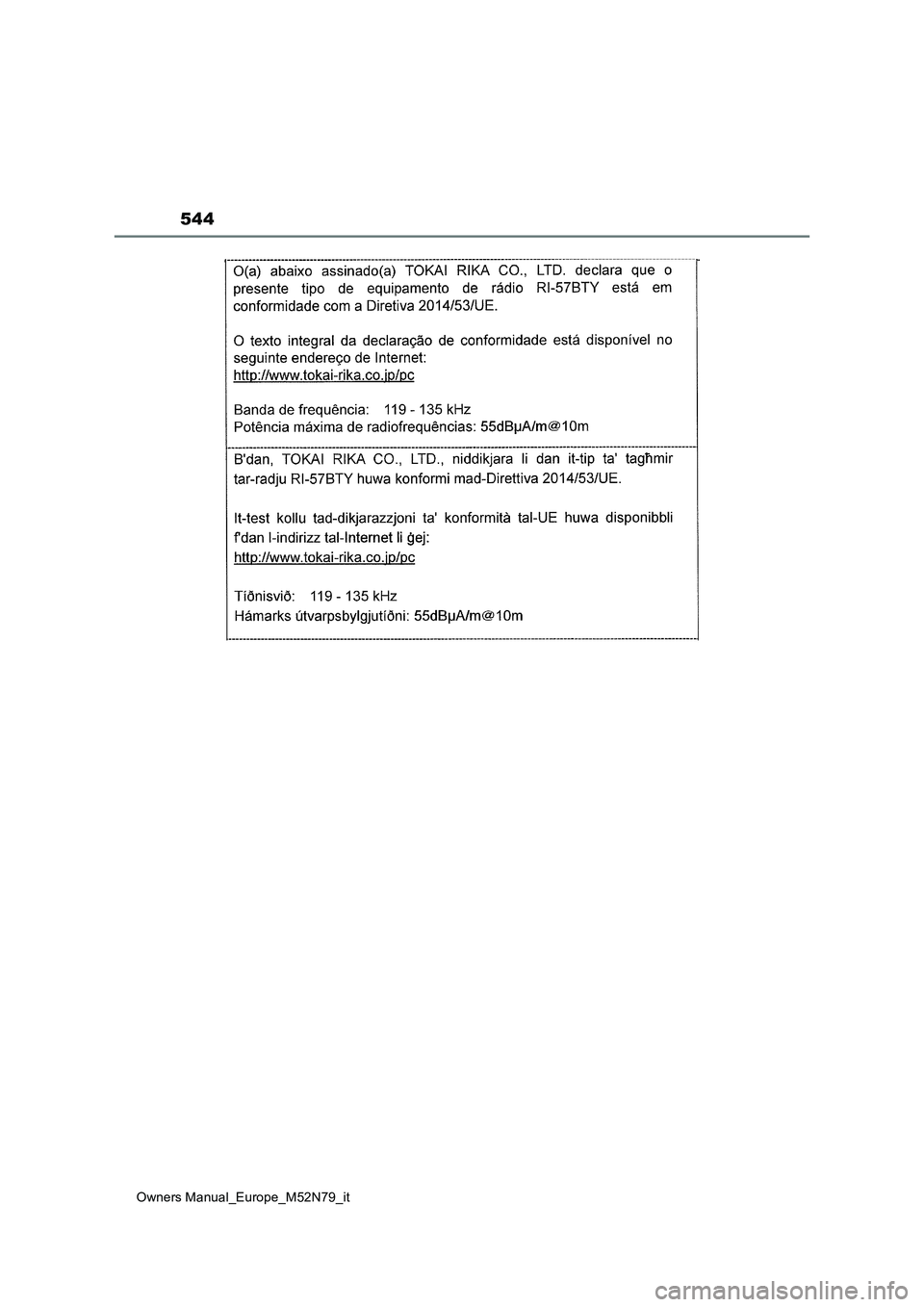 TOYOTA YARIS CROSS 2023  Manuale duso (in Italian) 544
Owners Manual_Europe_M52N79_it 