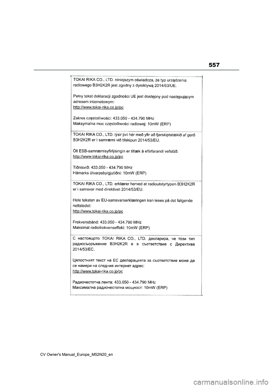 TOYOTA YARIS CROSS 2022  Owners Manual 557
CV Owner's Manual_Europe_M52N20_en 