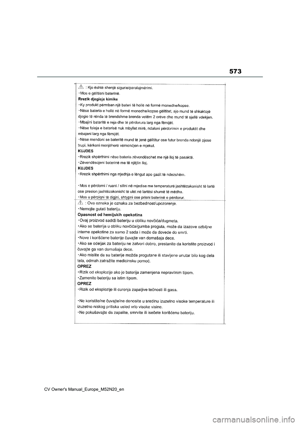 TOYOTA YARIS CROSS 2022  Owners Manual 573
CV Owner's Manual_Europe_M52N20_en 