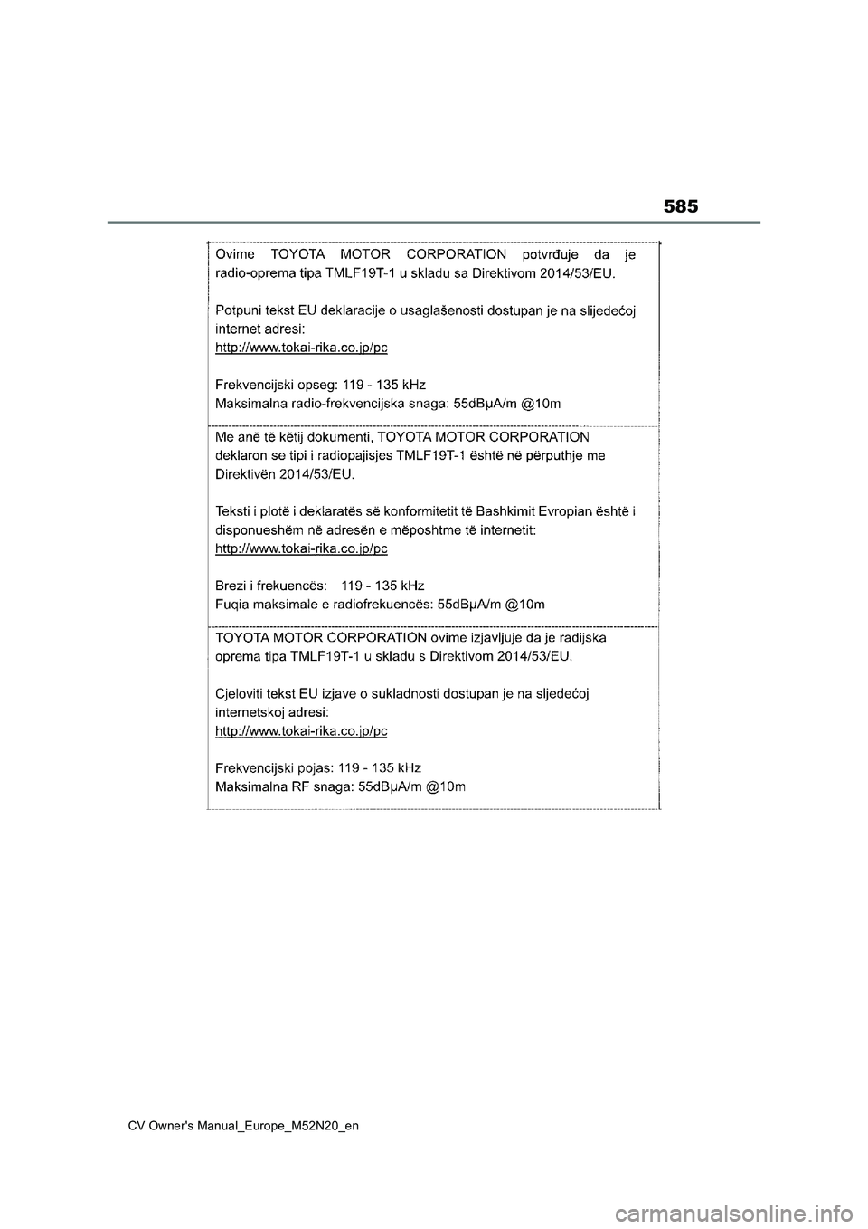 TOYOTA YARIS CROSS 2022  Owners Manual 585
CV Owner's Manual_Europe_M52N20_en 