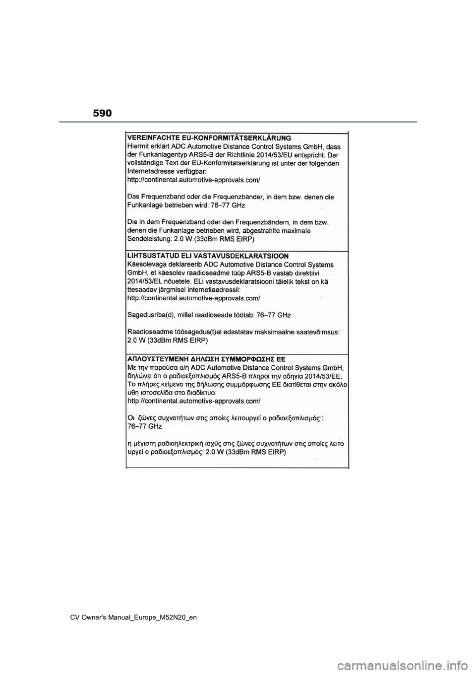 TOYOTA YARIS CROSS 2022  Owners Manual 590
CV Owner's Manual_Europe_M52N20_en 