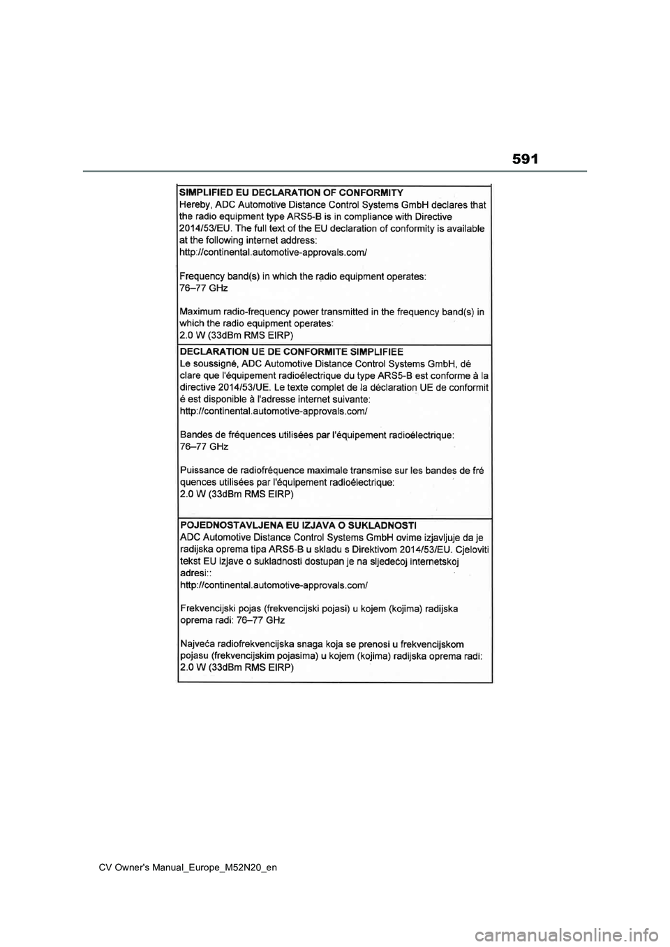 TOYOTA YARIS CROSS 2022  Owners Manual 591
CV Owner's Manual_Europe_M52N20_en 