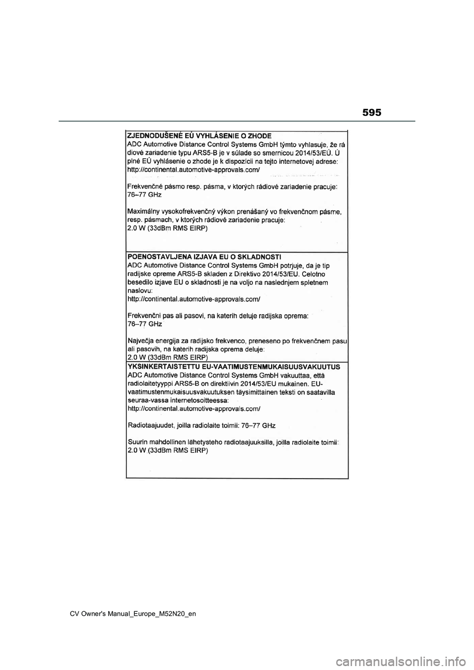 TOYOTA YARIS CROSS 2022  Owners Manual 595
CV Owner's Manual_Europe_M52N20_en 