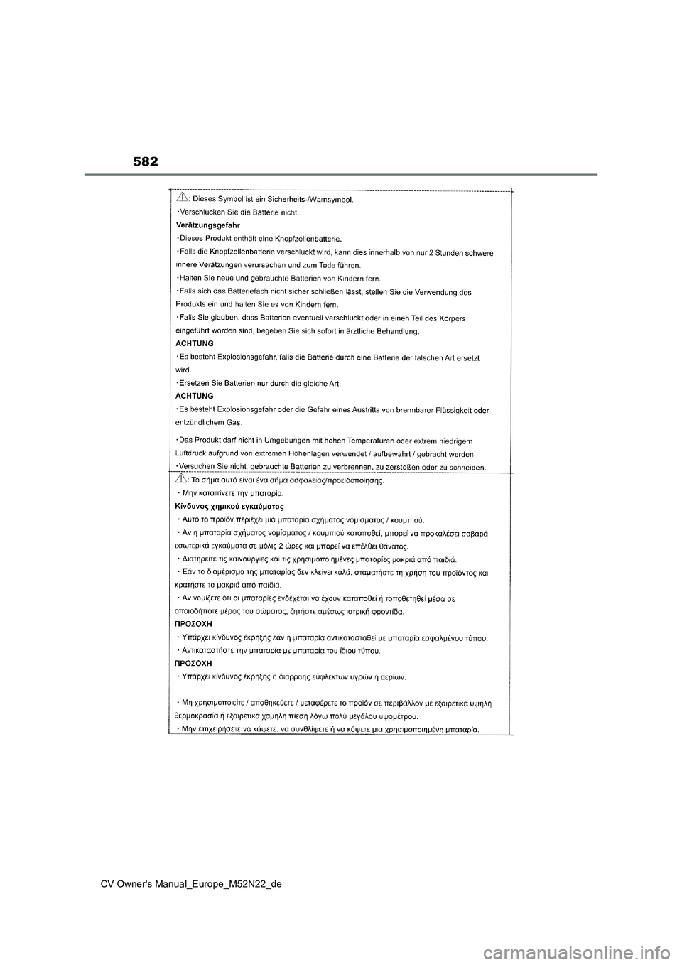 TOYOTA YARIS CROSS 2022  Betriebsanleitungen (in German) 582
CV Owner's Manual_Europe_M52N22_de 