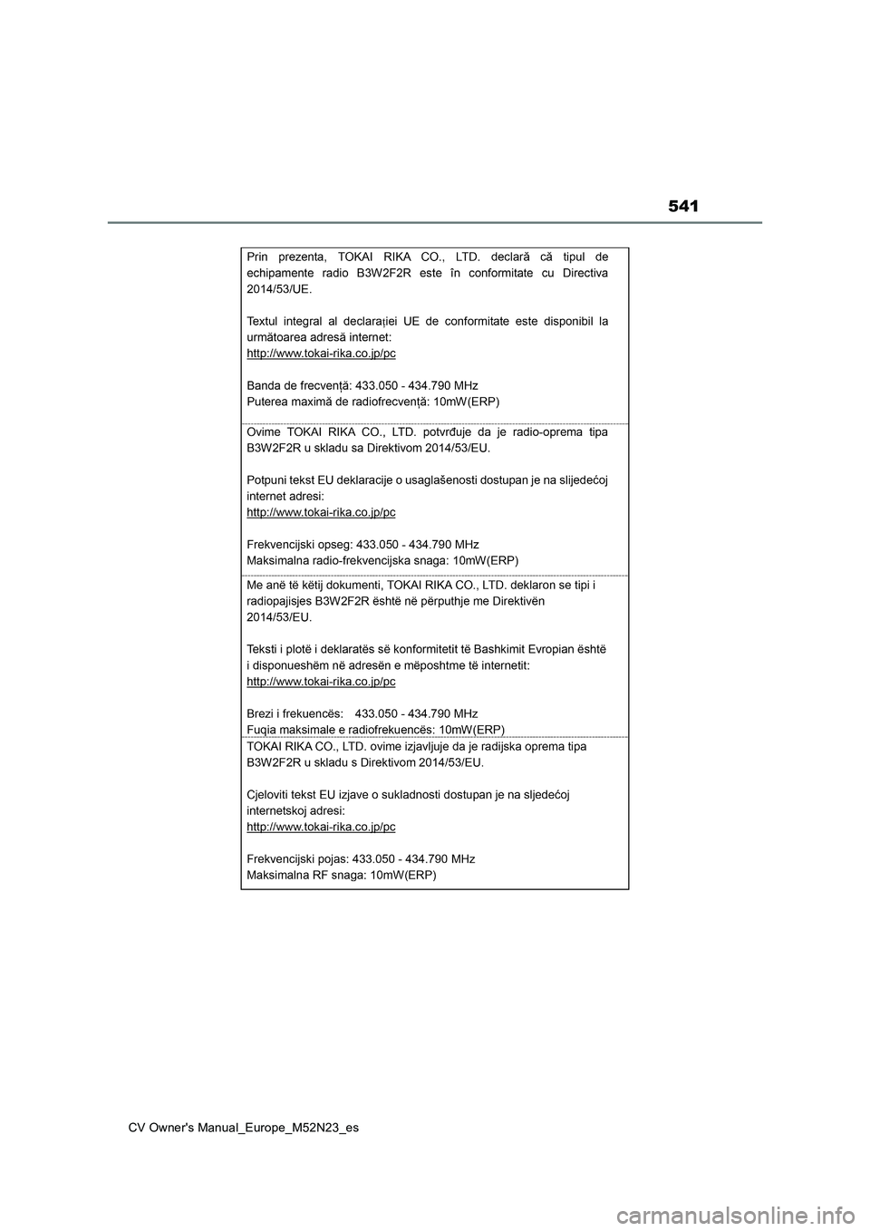 TOYOTA YARIS CROSS 2022  Manual del propietario (in Spanish) 541
CV Owner's Manual_Europe_M52N23_es 