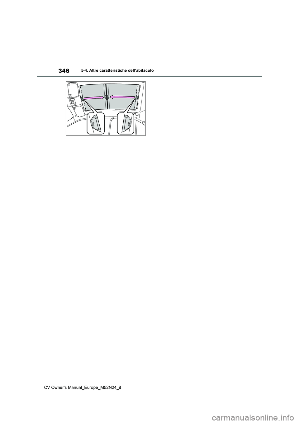 TOYOTA YARIS CROSS 2022  Manuale duso (in Italian) 346
CV Owner's Manual_Europe_M52N24_it
5-4. Altre caratteristiche dell’abitacolo 