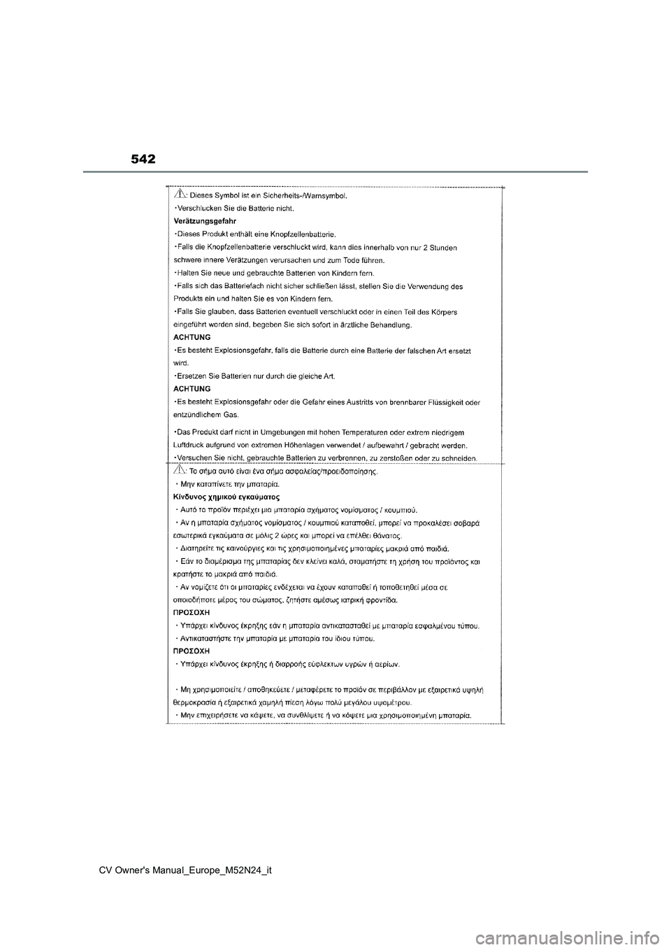 TOYOTA YARIS CROSS 2022  Manuale duso (in Italian) 542
CV Owner's Manual_Europe_M52N24_it 