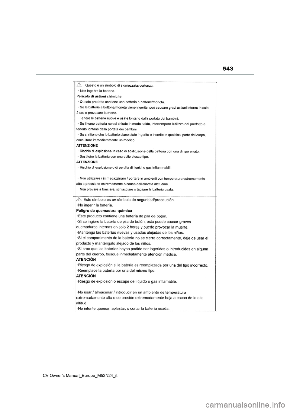 TOYOTA YARIS CROSS 2022  Manuale duso (in Italian) 543
CV Owner's Manual_Europe_M52N24_it 