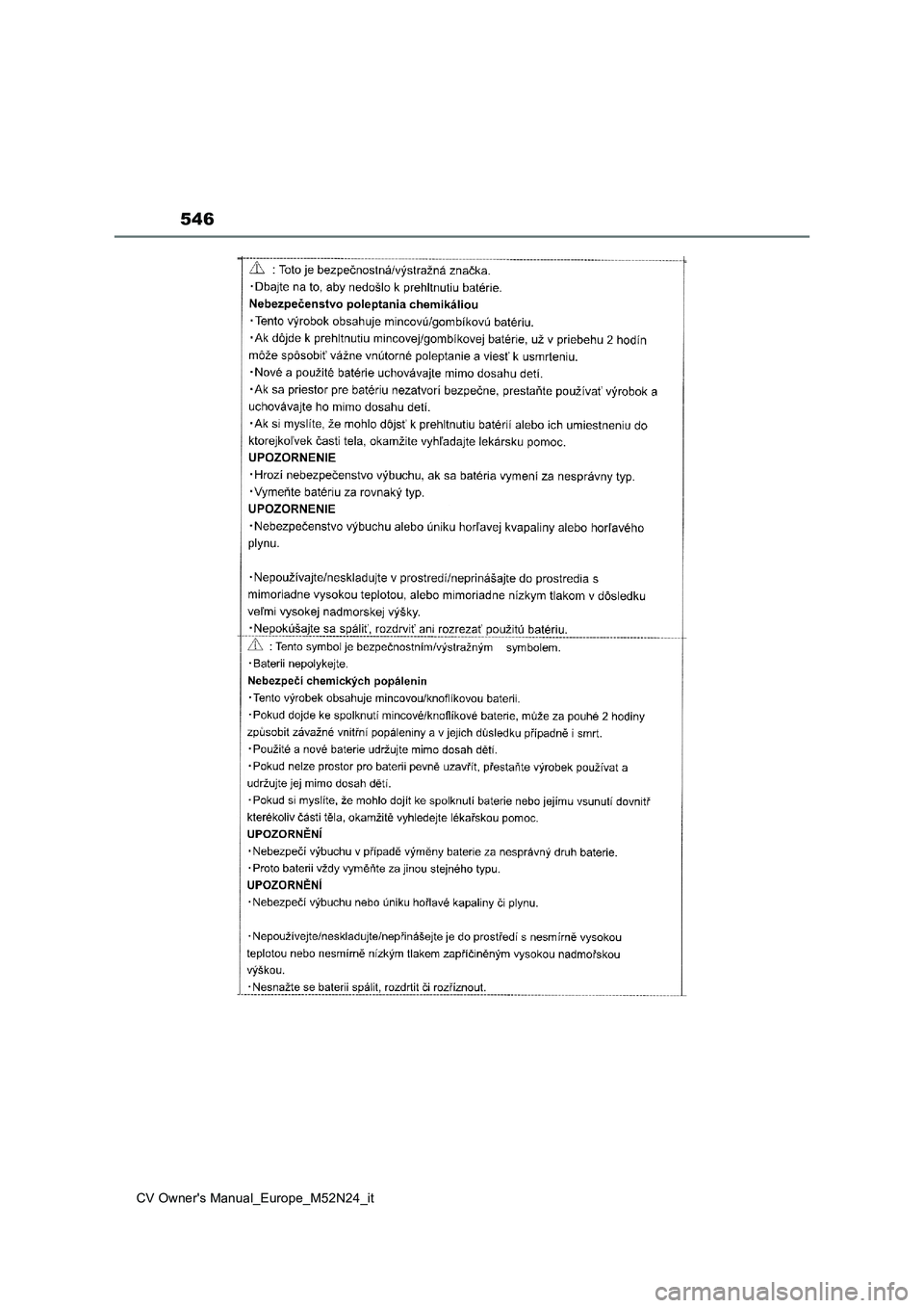 TOYOTA YARIS CROSS 2022  Manuale duso (in Italian) 546
CV Owner's Manual_Europe_M52N24_it 