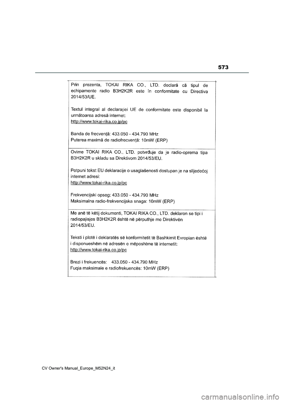 TOYOTA YARIS CROSS 2022  Manuale duso (in Italian) 573
CV Owner's Manual_Europe_M52N24_it 