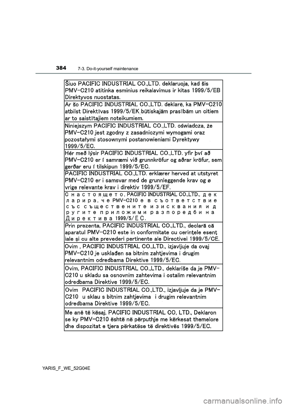 TOYOTA YARIS HATCHBACK 2015  Owners Manual 3847-3. Do-it-yourself maintenance
YARIS_F_WE_52G04E 