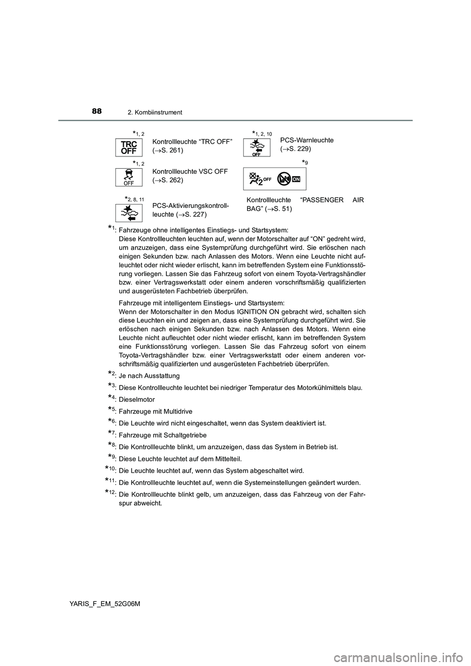 TOYOTA YARIS HATCHBACK 2015 Betriebsanleitungen (in German) 882. Kombiinstrument
YARIS_F_EM_52G06M
*1: Fahrzeuge ohne intelligentes Einstiegs- und Startsystem:
Diese Kontrollleuchten leuchten auf, wenn der Motorschalter auf “ON” gedreht wird,
um anzuzeig TOYOTA YARIS HATCHBACK 2015 Betriebsanleitungen (in German) 882. Kombiinstrument
YARIS_F_EM_52G06M
*1: Fahrzeuge ohne intelligentes Einstiegs- und Startsystem:
Diese Kontrollleuchten leuchten auf, wenn der Motorschalter auf “ON” gedreht wird,
um anzuzeig