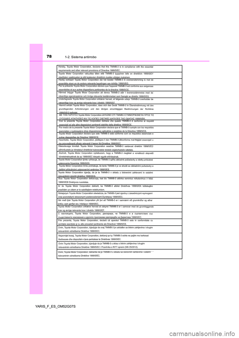 TOYOTA YARIS HATCHBACK 2015  Manual del propietario (in Spanish) 781-2. Sistema antirrobo
YARIS_F_ES_OM52G07S 