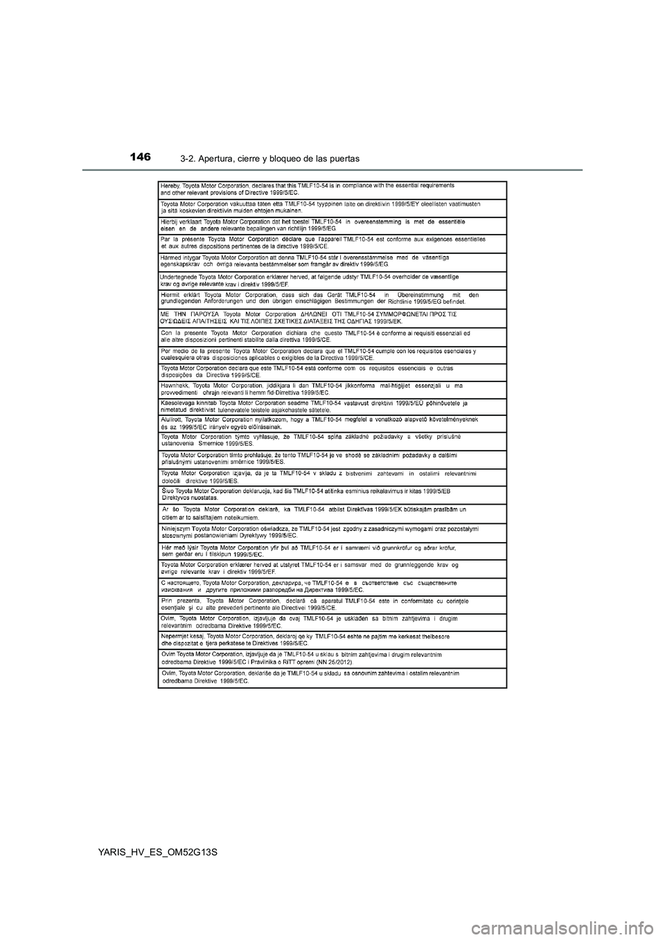 TOYOTA YARIS HYBRID 2016  Manual del propietario (in Spanish) 1463-2. Apertura, cierre y bloqueo de las puertas
YARIS_HV_ES_OM52G13S 