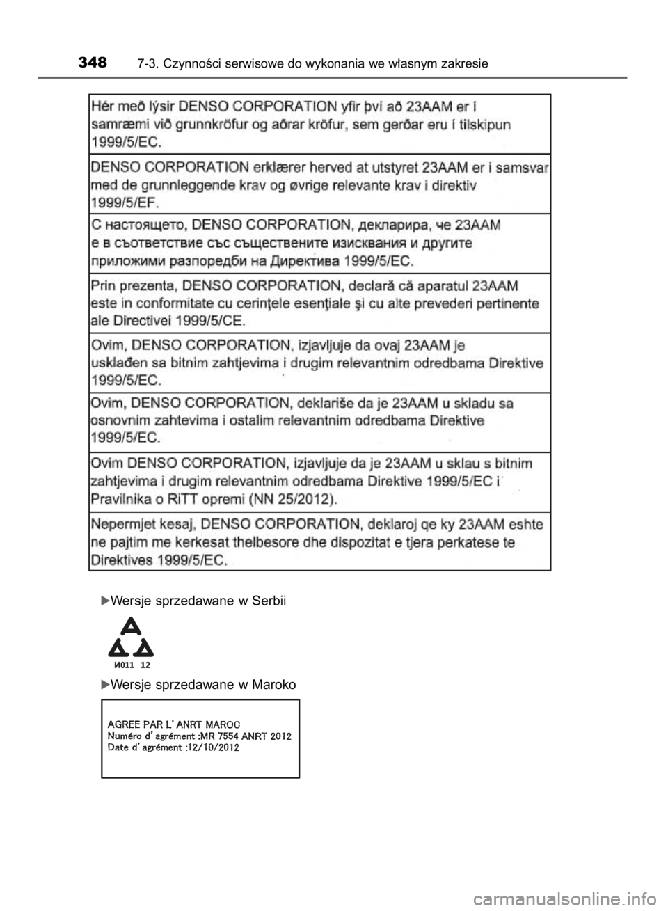 TOYOTA YARIS HYBRID 2016  Instrukcja obsługi (in Polish) óWersje sprzedawane w Serbii
óWersje sprzedawane w Maroko
3487-3. CzynnoÊci serwisowe do wykonania we w∏asnym zakresie
43 YARIS HV OM52G10E  9/1/15  3:12 PM  Page 348    (Black plate) 